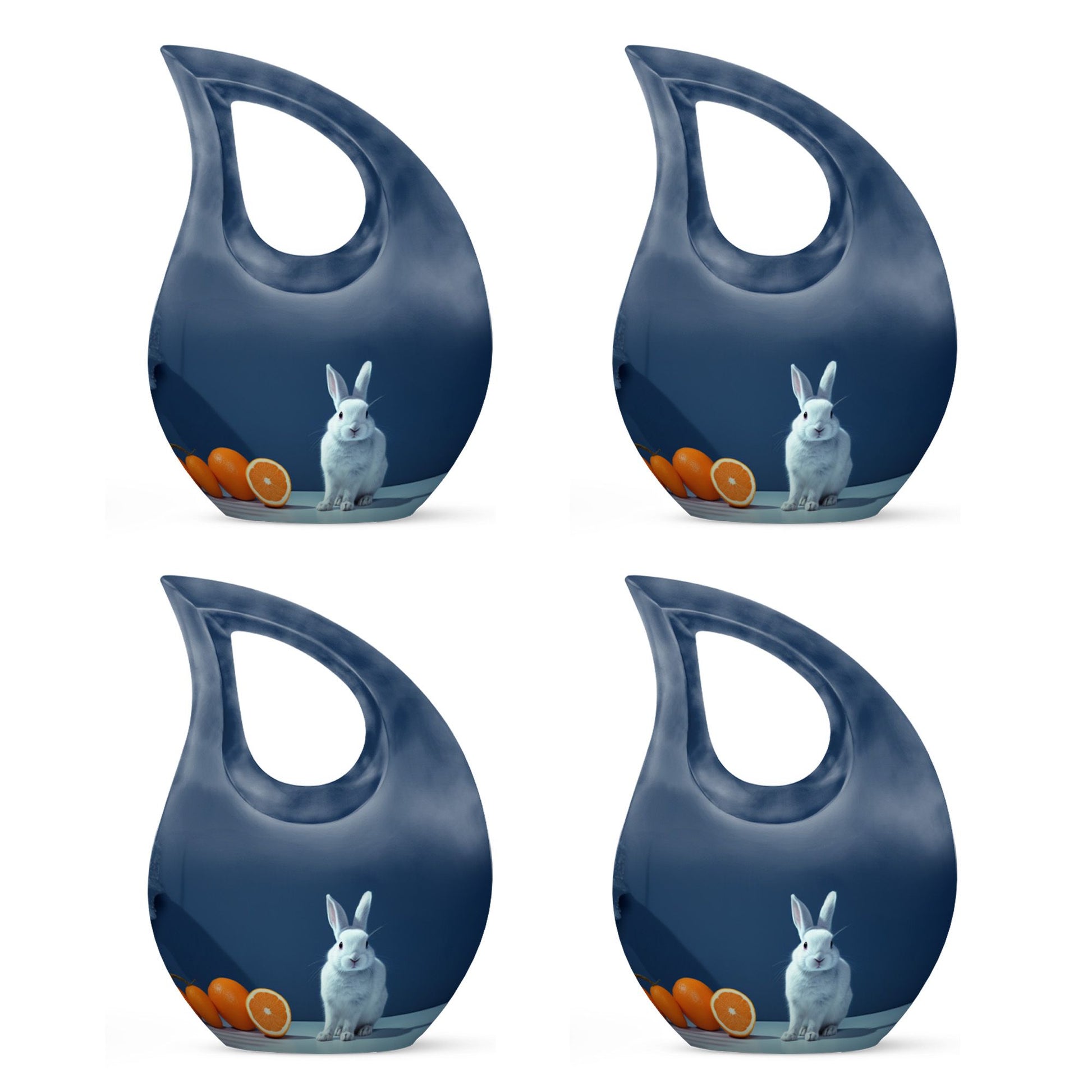 10-inch Citrus White Bunny Cross Drop memorial urn 