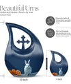 10-inch Citrus White Bunny Cross Drop memorial urn 