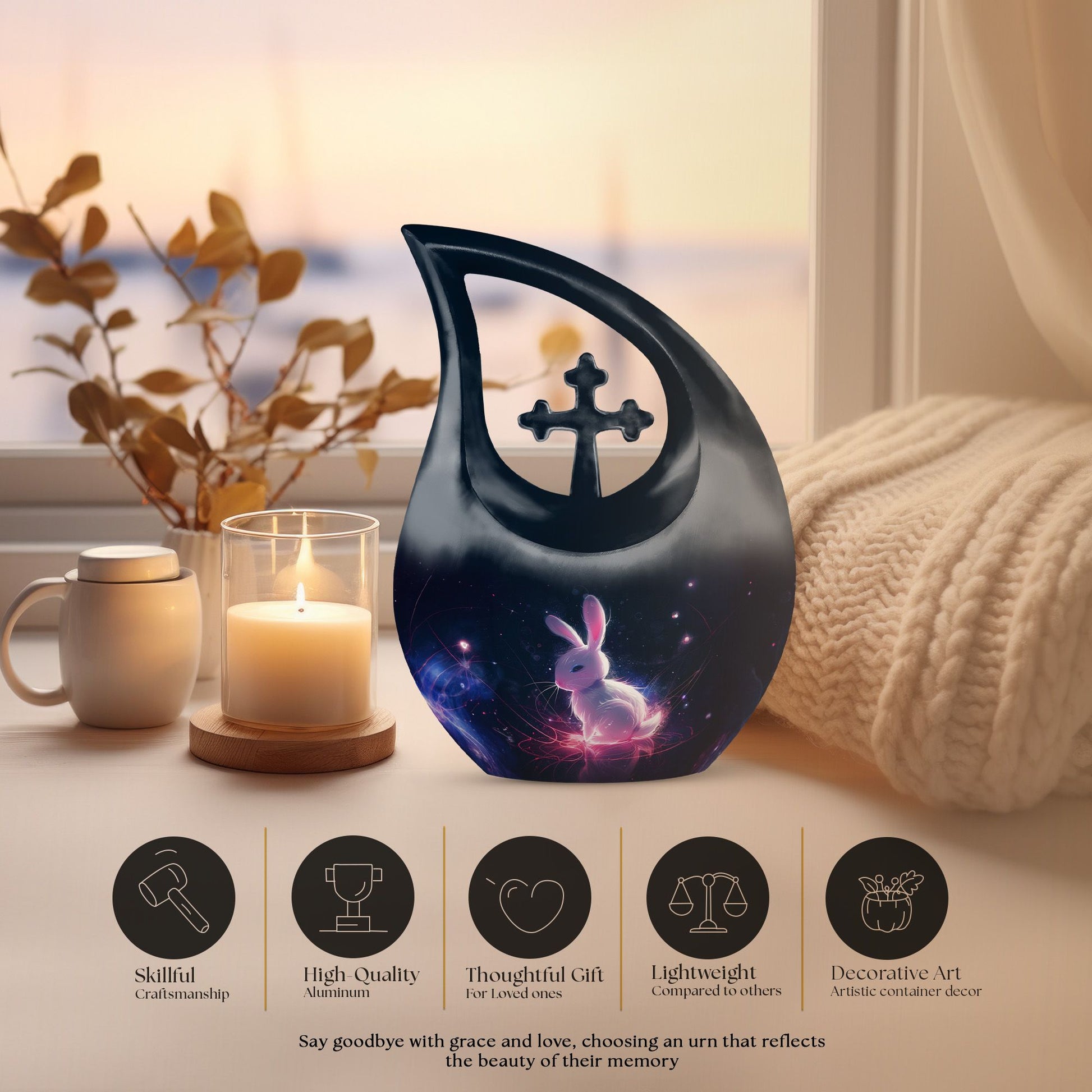 10-inch Cosmic Glow Bunny Urn,
