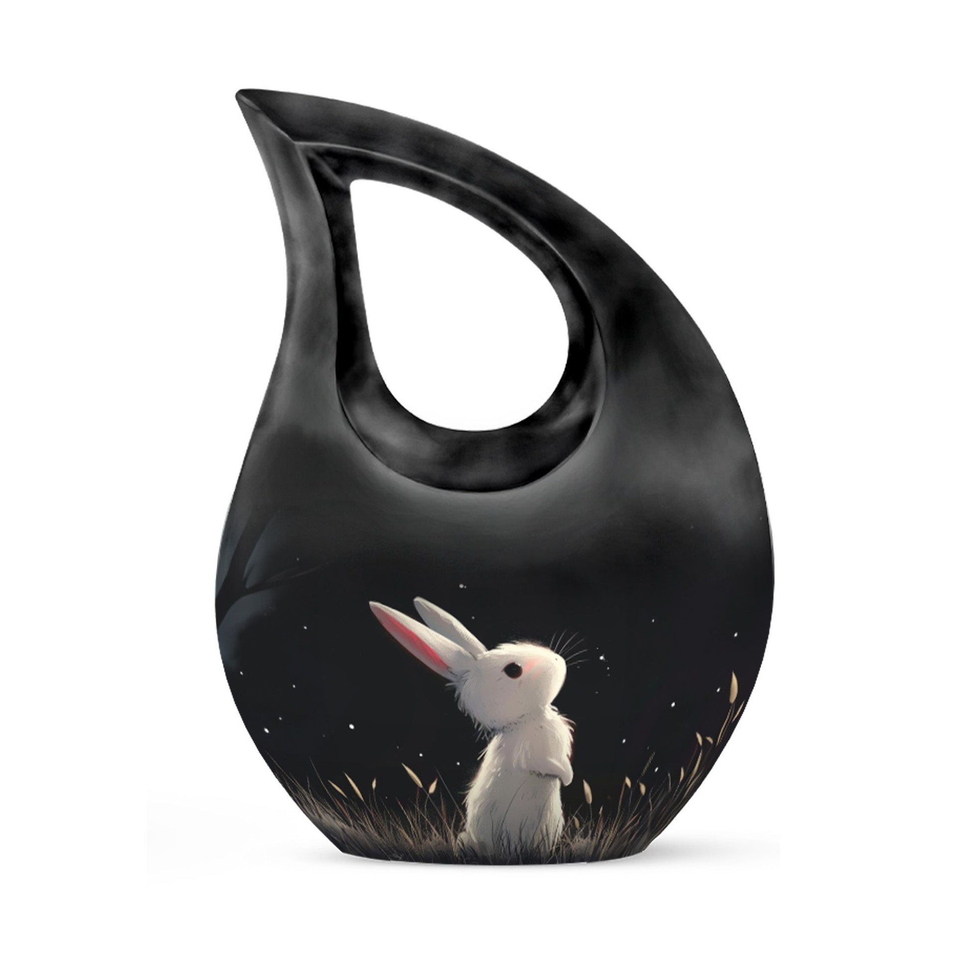 Black Baby Bunny Cremation Urn - Mini Urns For Pet Ashes
