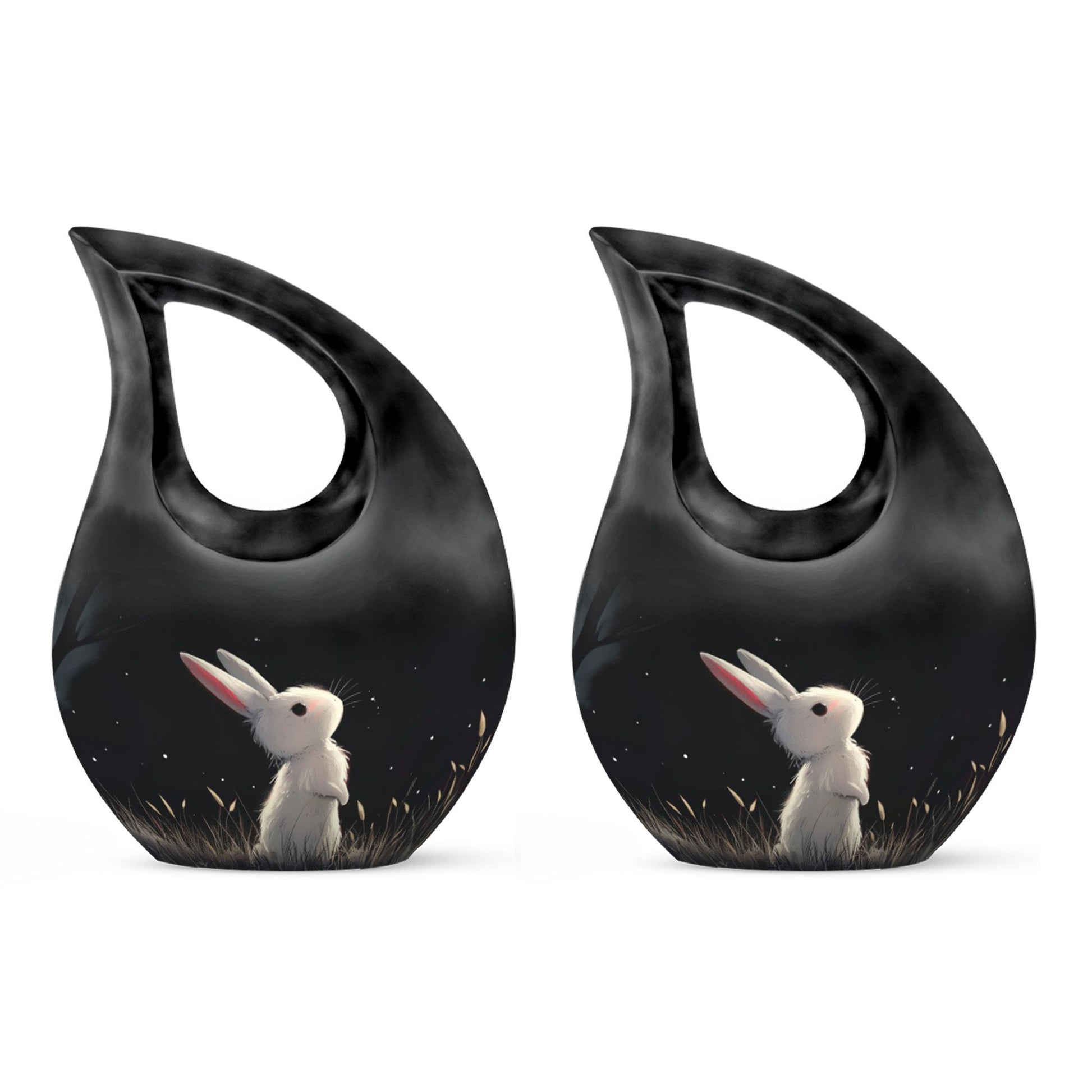 Black Baby Bunny Cremation Urn - Mini Urns For Pet Ashes