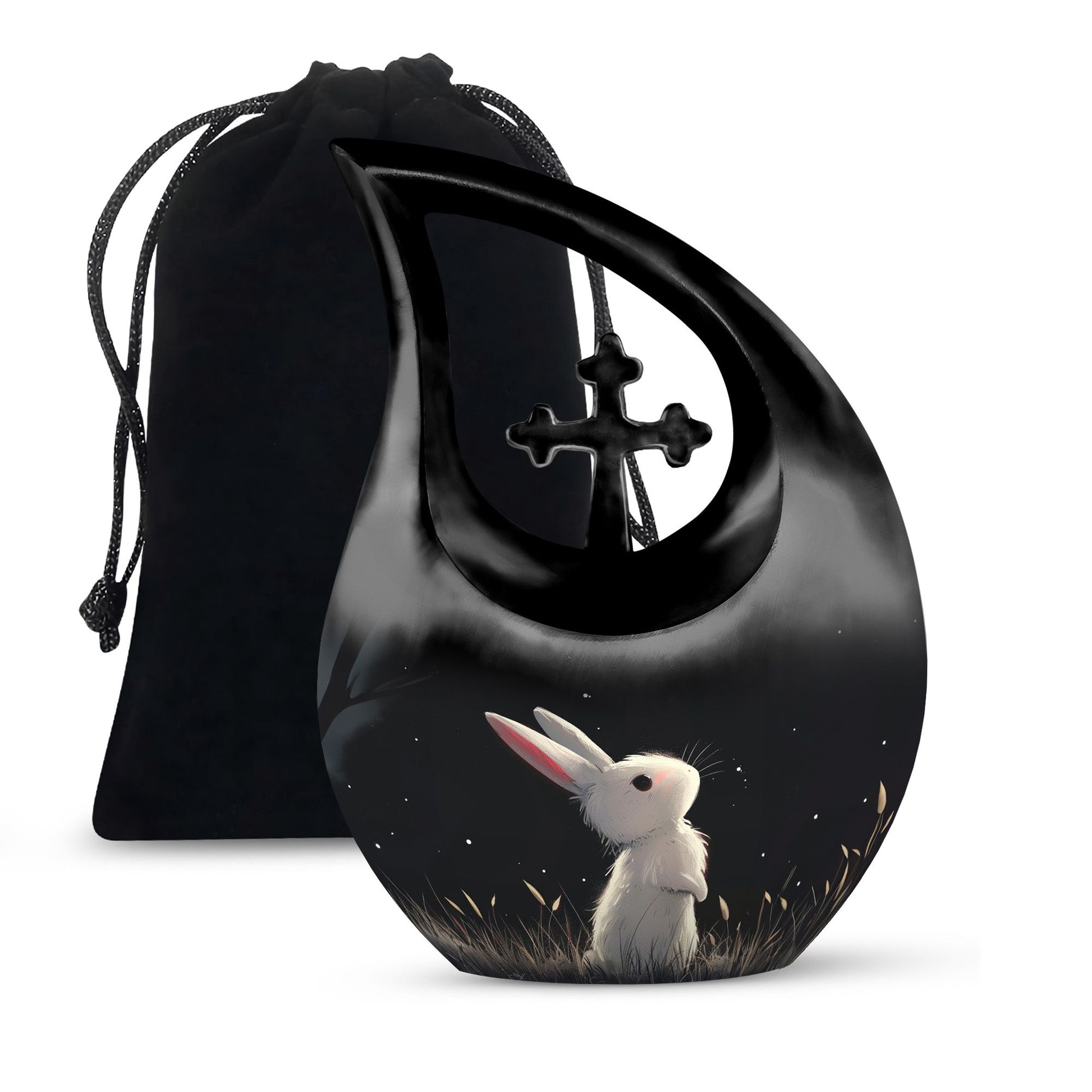 Black Baby Bunny Cremation Urn - Mini Urns For Pet Ashes
