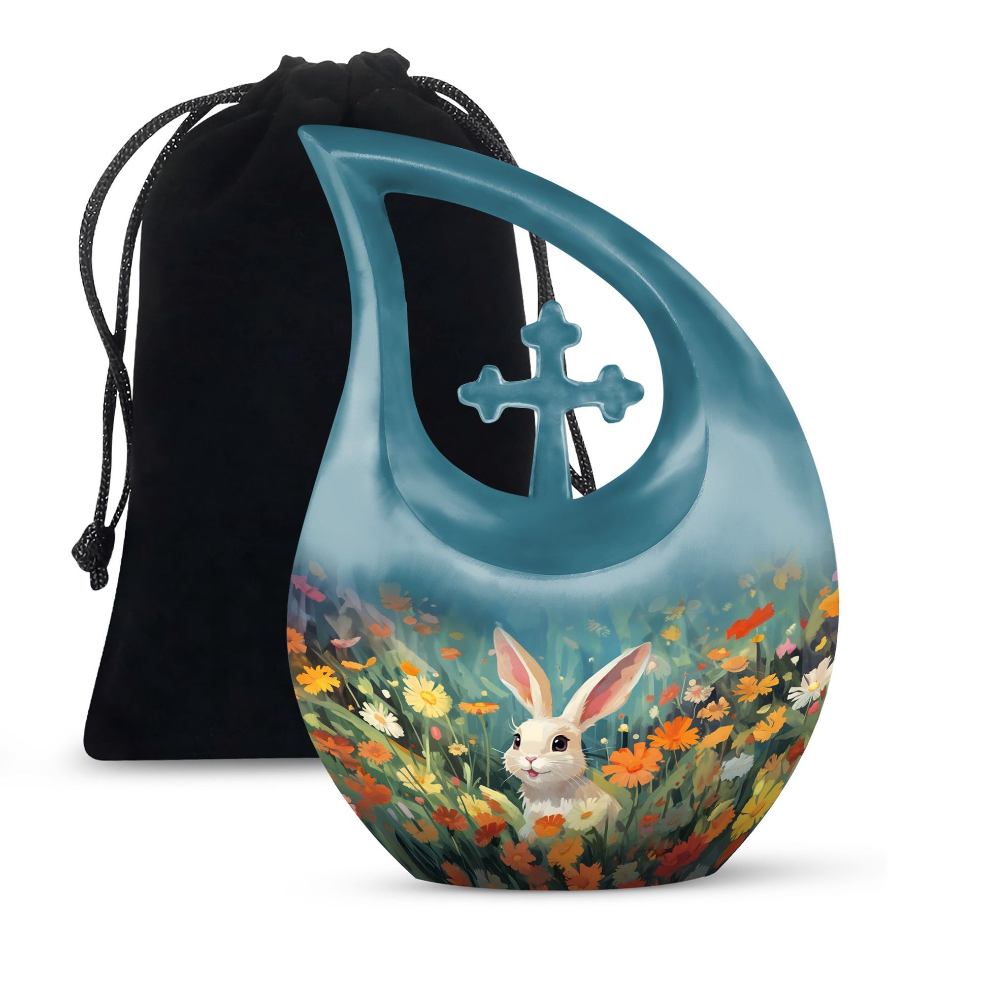 Colorful Flowers Rabbit Cremation Urn,