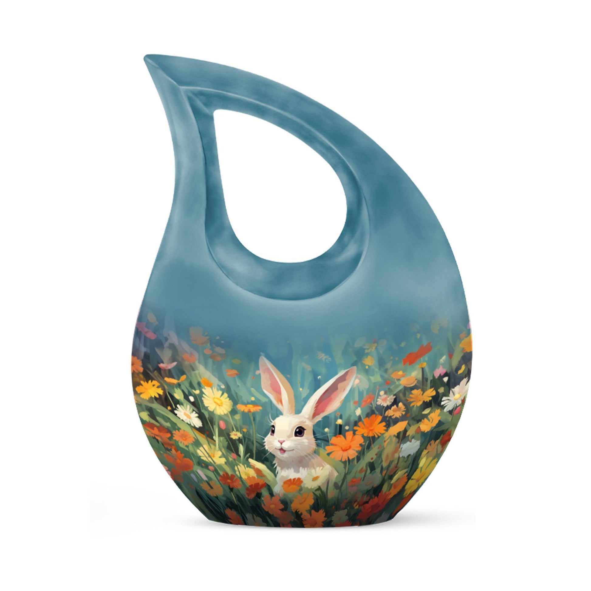Colorful Flowers Rabbit Cremation Urn,