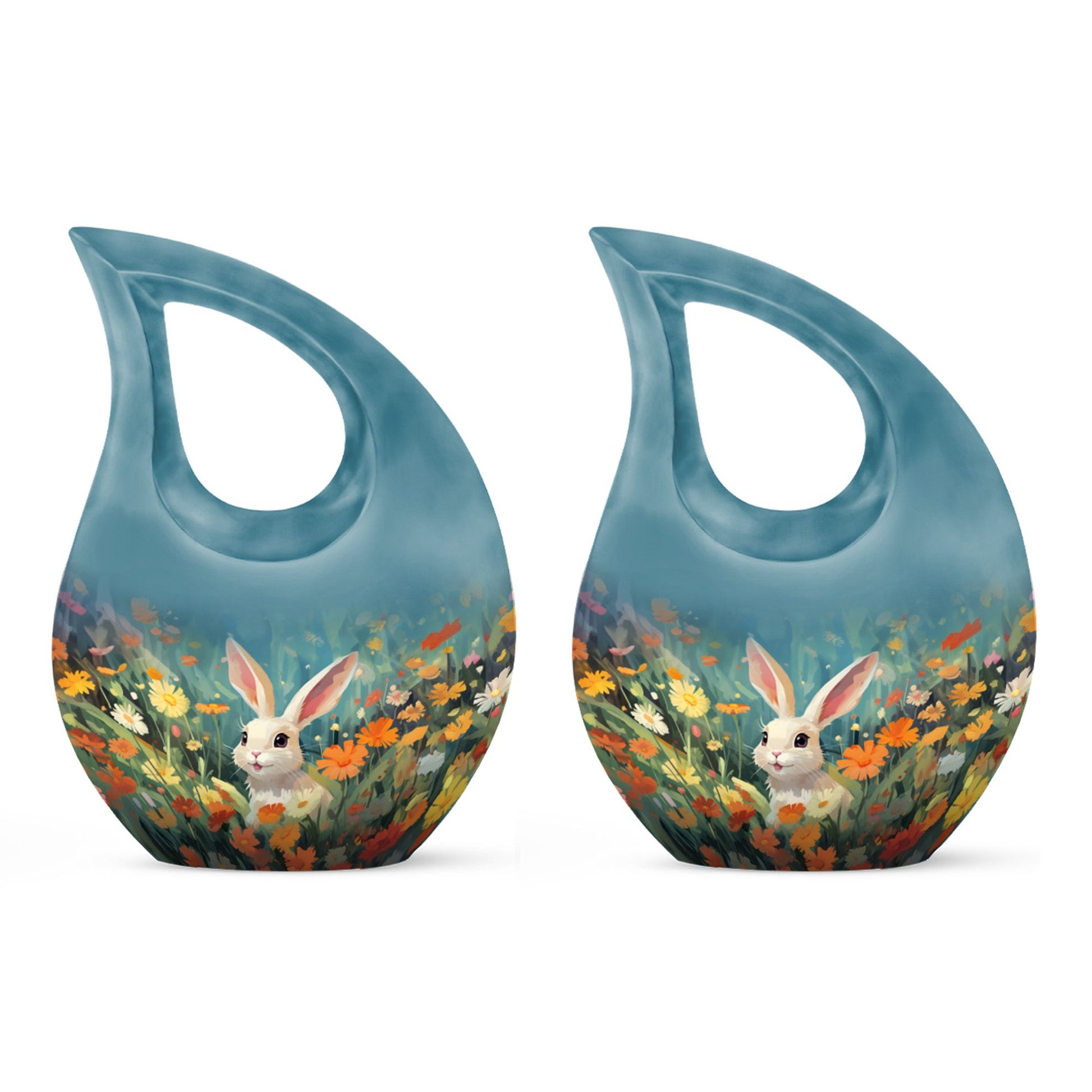 Colorful Flowers Rabbit Cremation Urn,