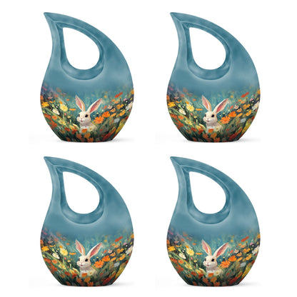 Colorful Flowers Rabbit Cremation Urn,