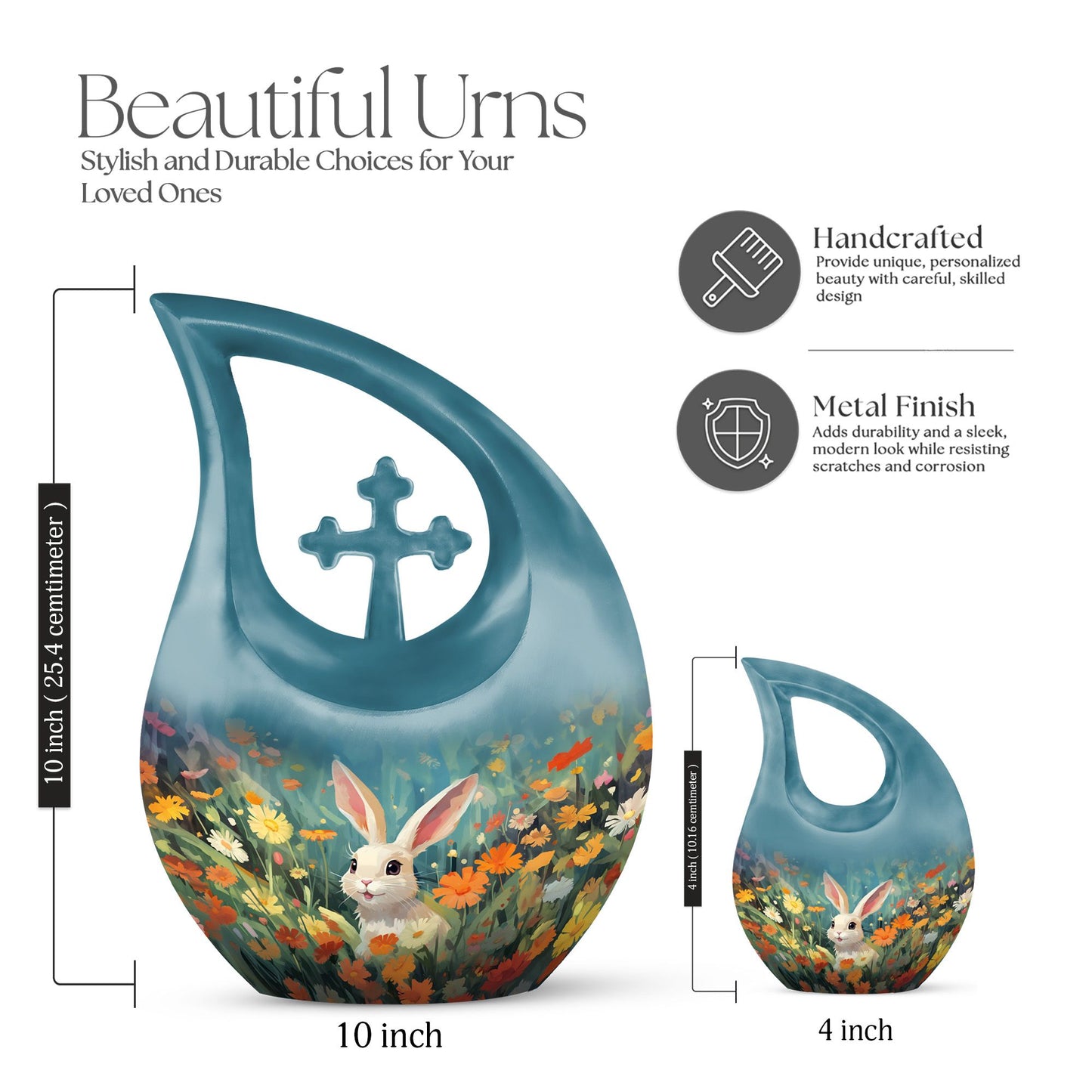 Colorful Flowers Rabbit Cremation Urn,