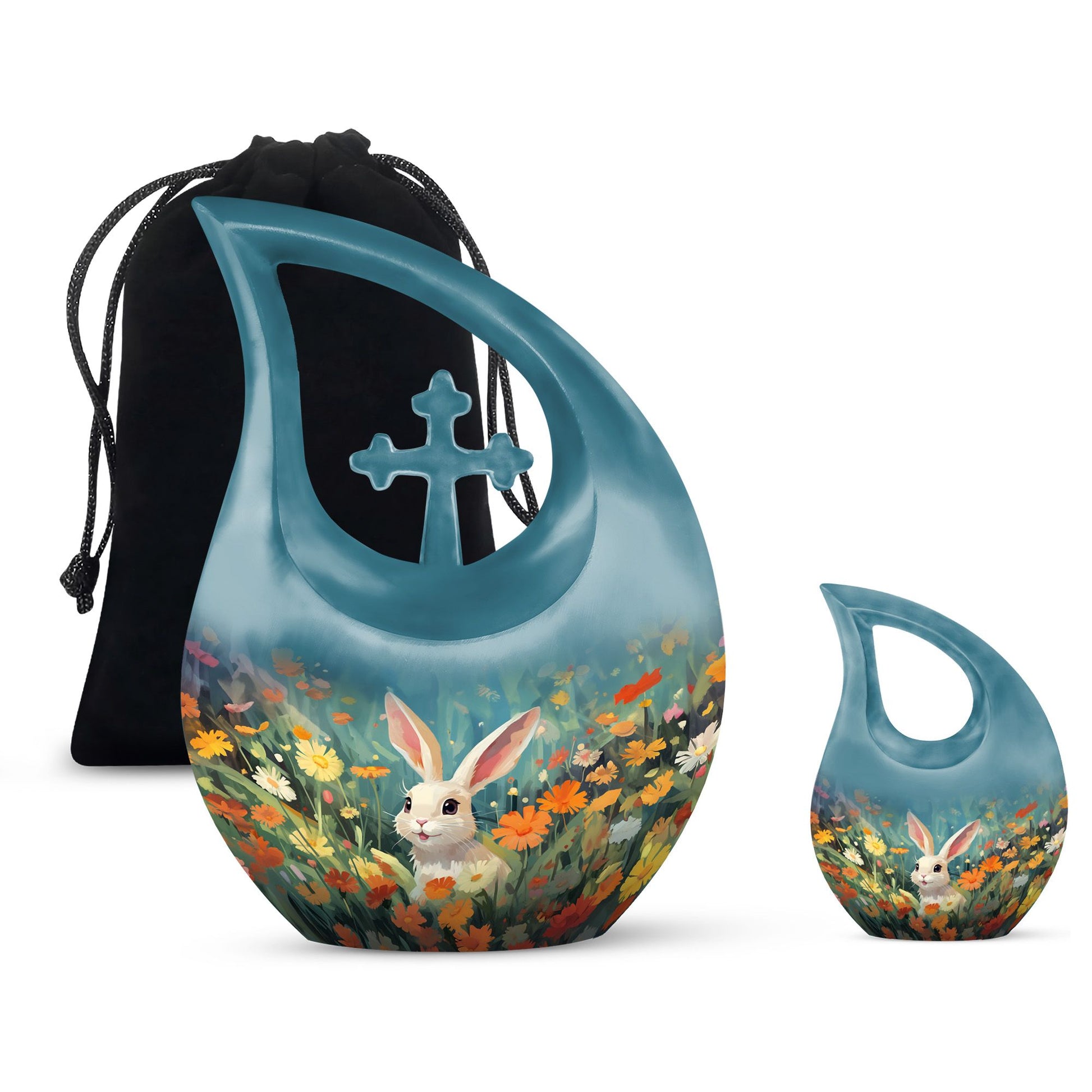 Colorful Flowers Rabbit Cremation Urn,