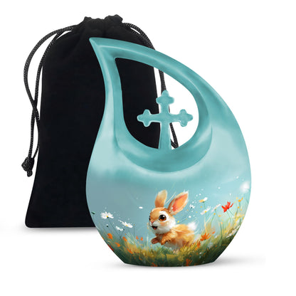 Joyful Meadow Bunny Cross Drop large urn 