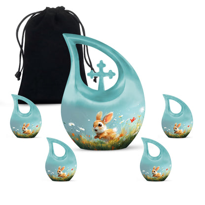 Joyful Meadow Bunny Cross Drop large urn 