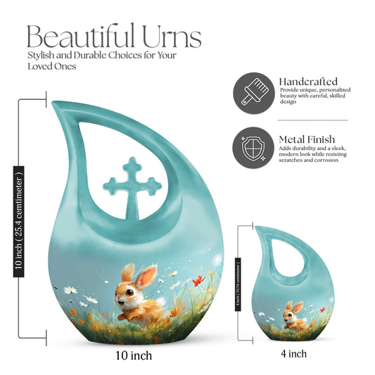 Joyful Meadow Bunny Cross Drop large urn 
