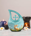 Joyful Meadow Bunny Cross Drop large urn 