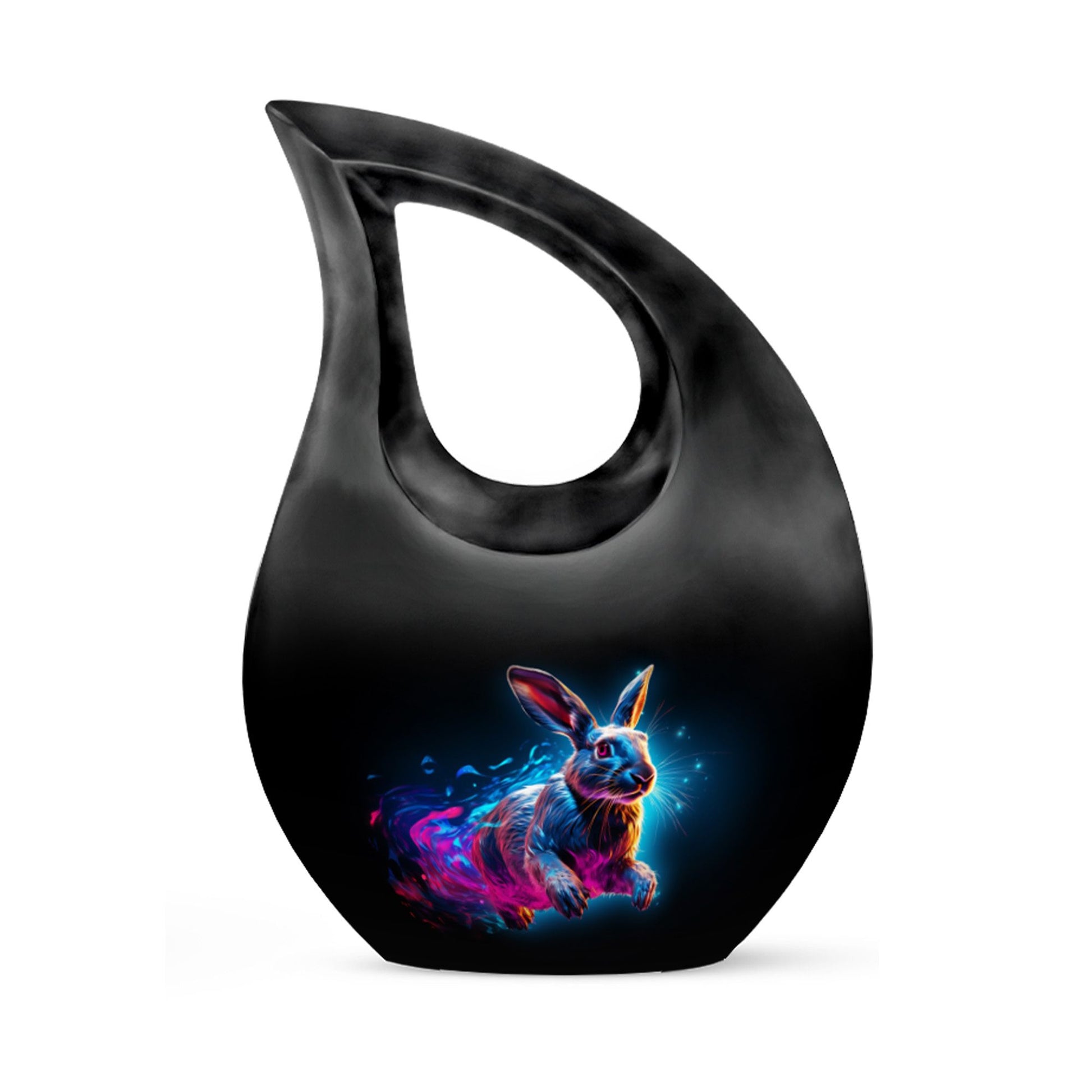 Vibrant Nebula Bunny - Rabbit Urn Memorial, Funeral Shape Urn