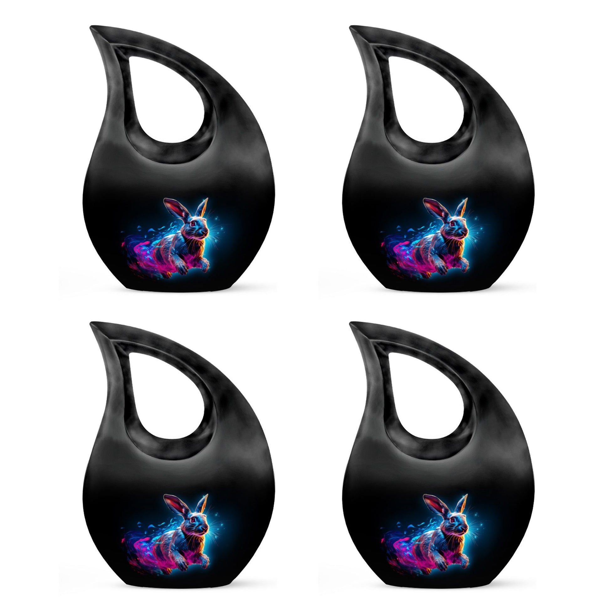 Vibrant Nebula Bunny - Rabbit Urn Memorial, Funeral Shape Urn