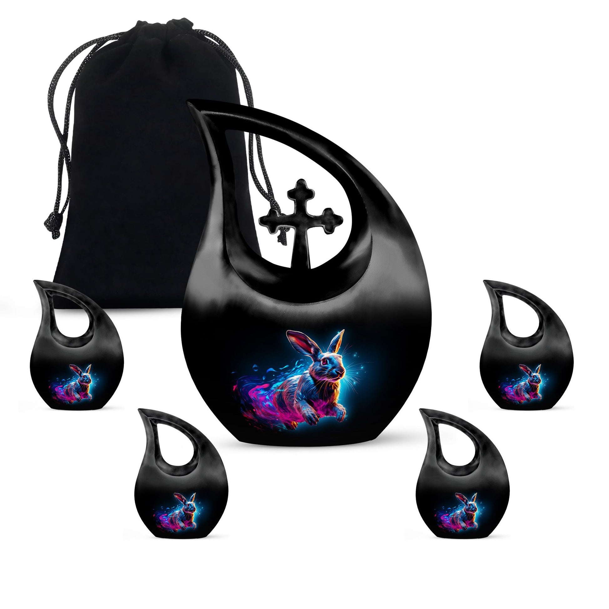 Vibrant Nebula Bunny 10 inch Large Urn 