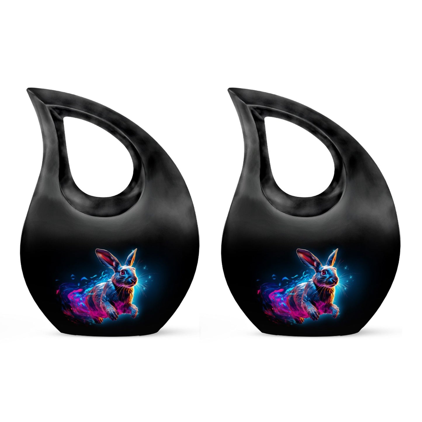 Vibrant Nebula Bunny 10 inch Large Urn 