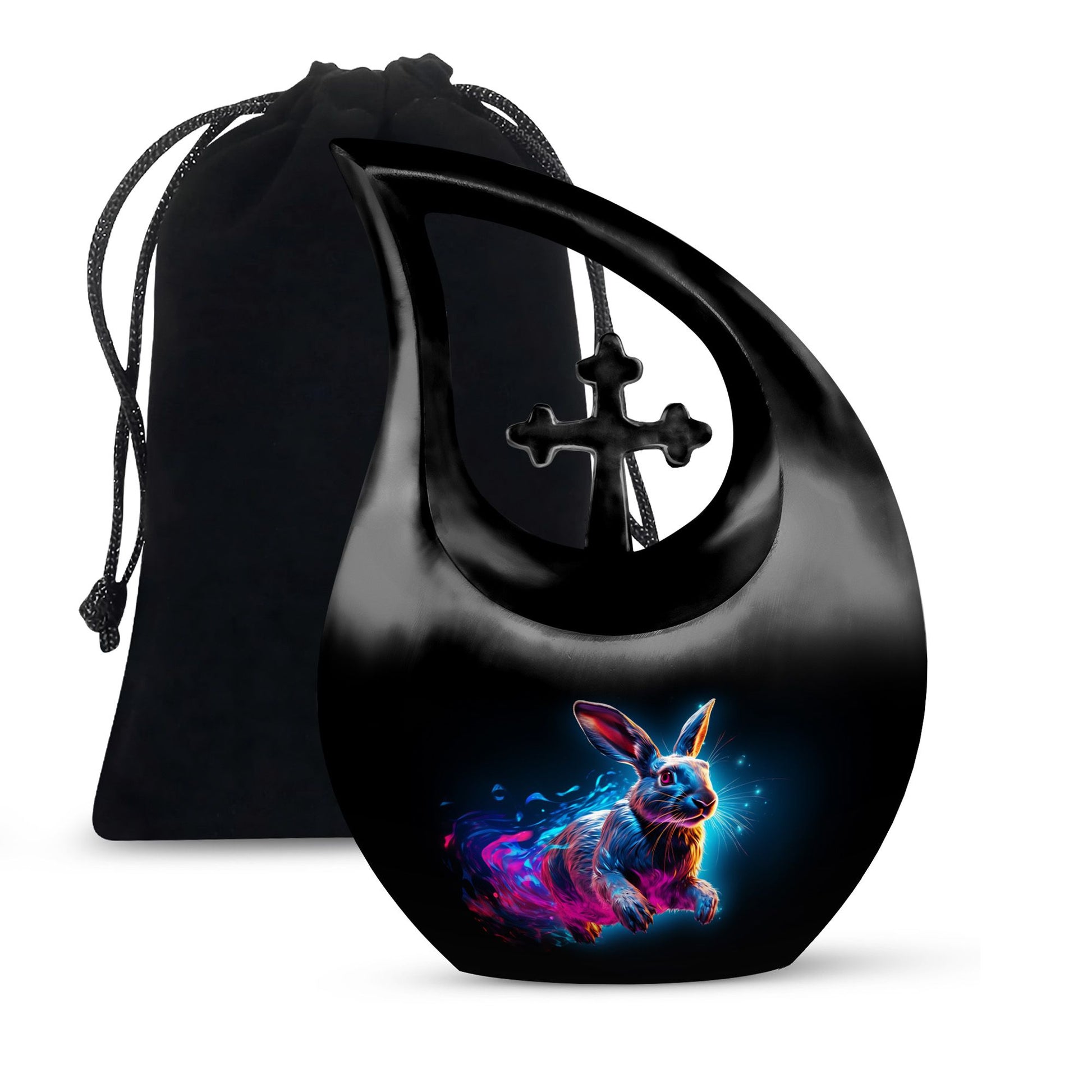 Vibrant Nebula Bunny - Rabbit Urn Memorial, Funeral Shape Urn