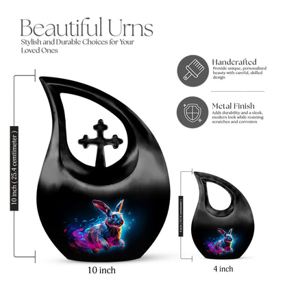 Vibrant Nebula Bunny 10 inch Large Urn 
