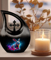 Vibrant Nebula Bunny 10 inch Large Urn 