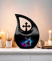 Vibrant Nebula Bunny 10 inch Large Urn 