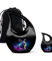 Vibrant Nebula Bunny 10 inch Large Urn 