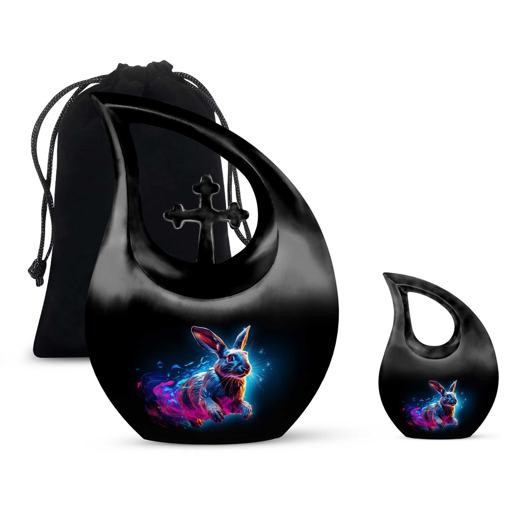 Vibrant Nebula Bunny - Rabbit Urn Memorial, Funeral Shape Urn