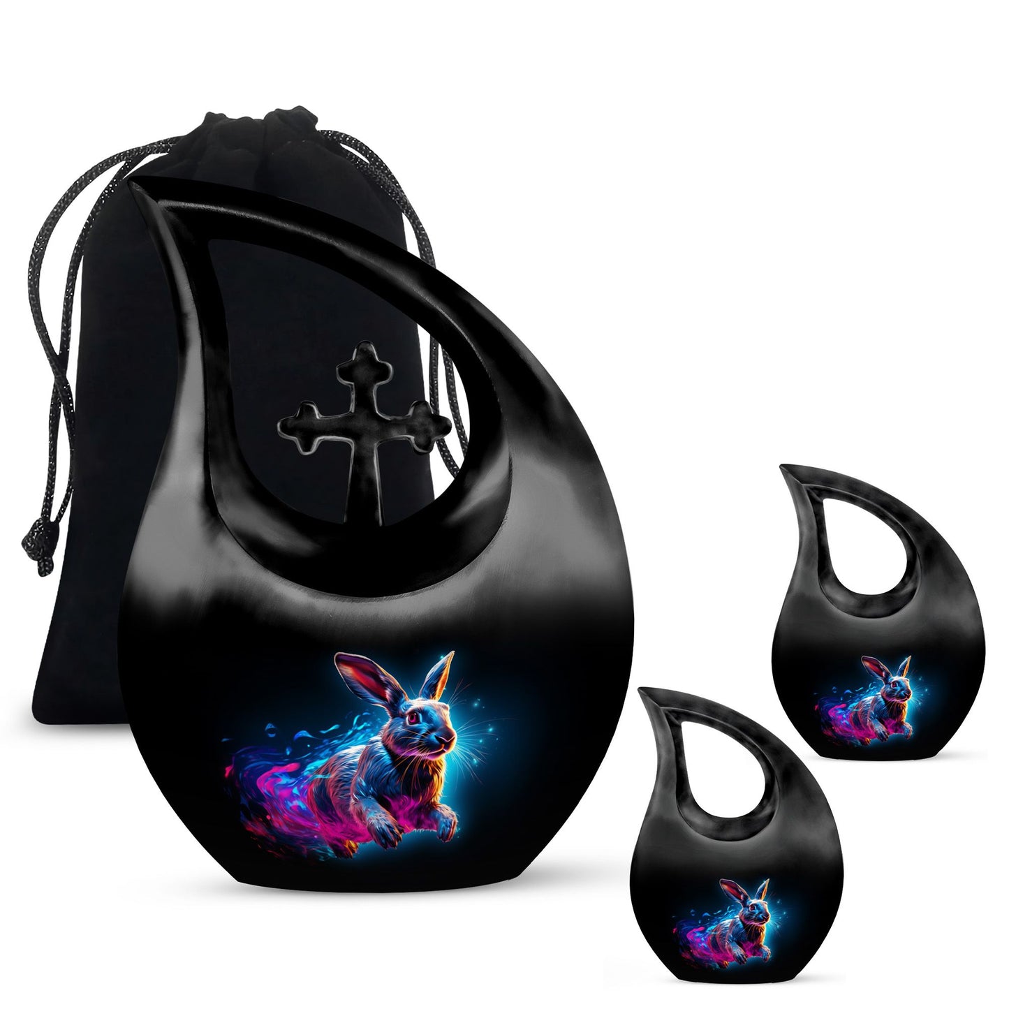 Vibrant Nebula Bunny 10 inch Large Urn 