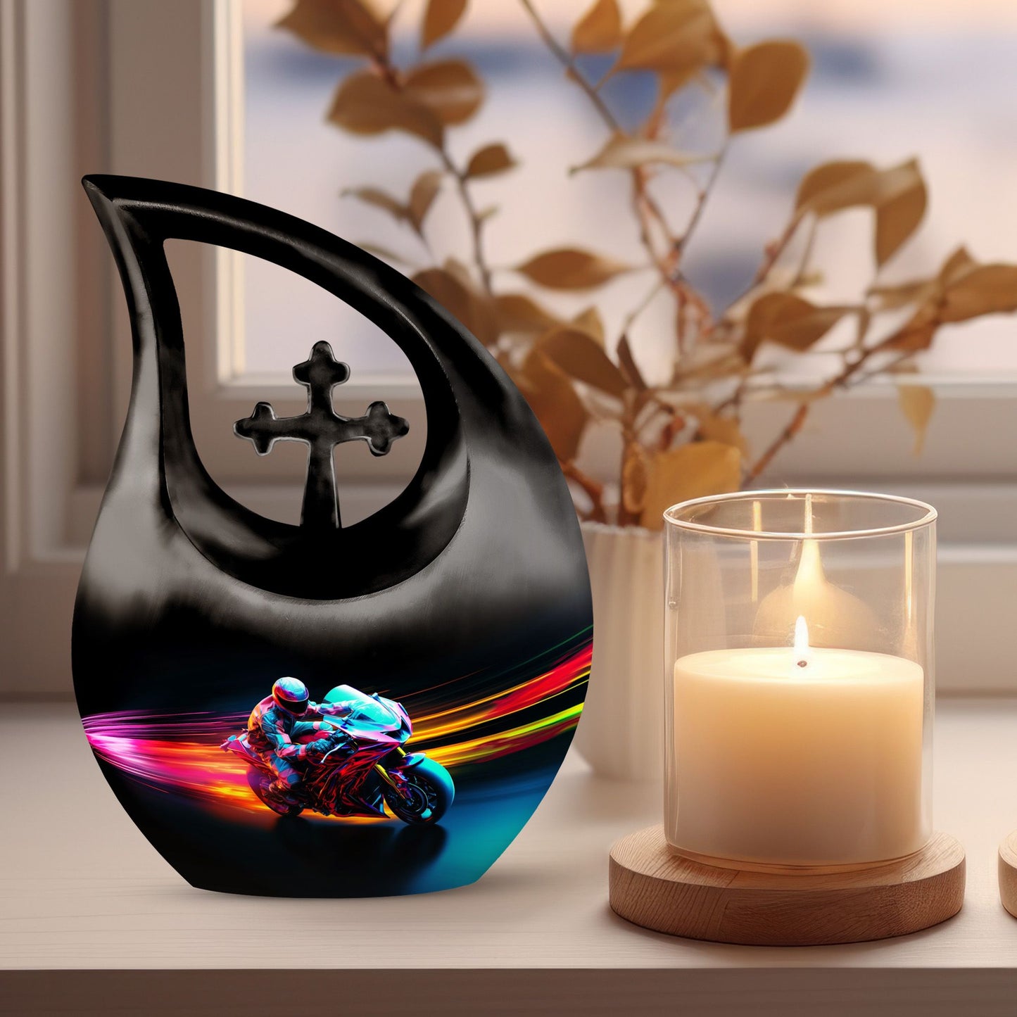 10 Inch Speed Light Racer themed Aluminium Cross Drop Urn