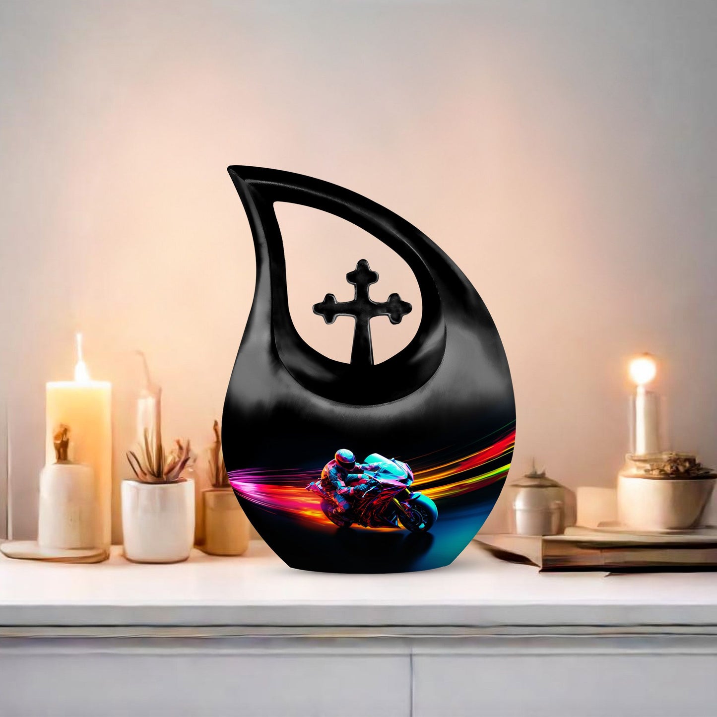 10 Inch Speed Light Racer themed Aluminium Cross Drop Urn