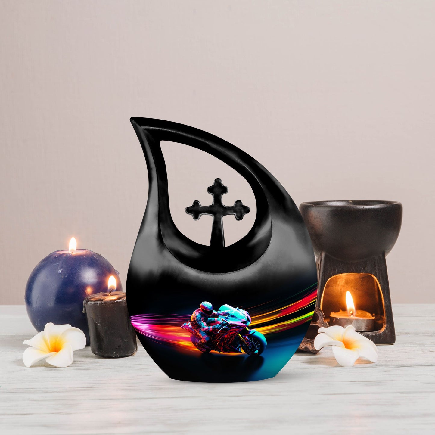 10 Inch Speed Light Racer themed Aluminium Cross Drop Urn