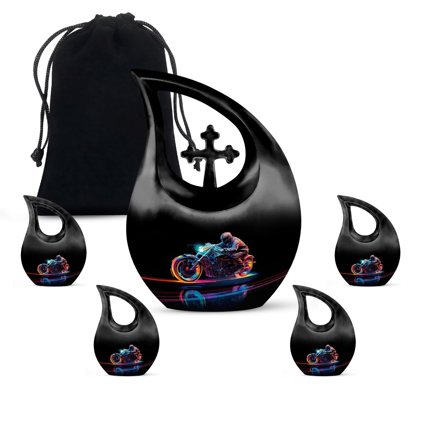 Neon Streak Biker Cross Drop Memorial Urn,