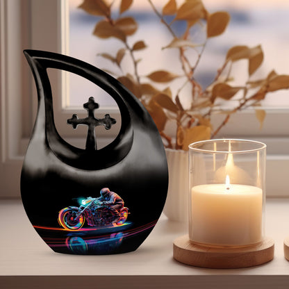Neon Streak Biker Cross Drop Memorial Urn,