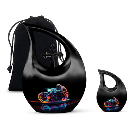 Neon Streak Biker Cross Drop Memorial Urn,