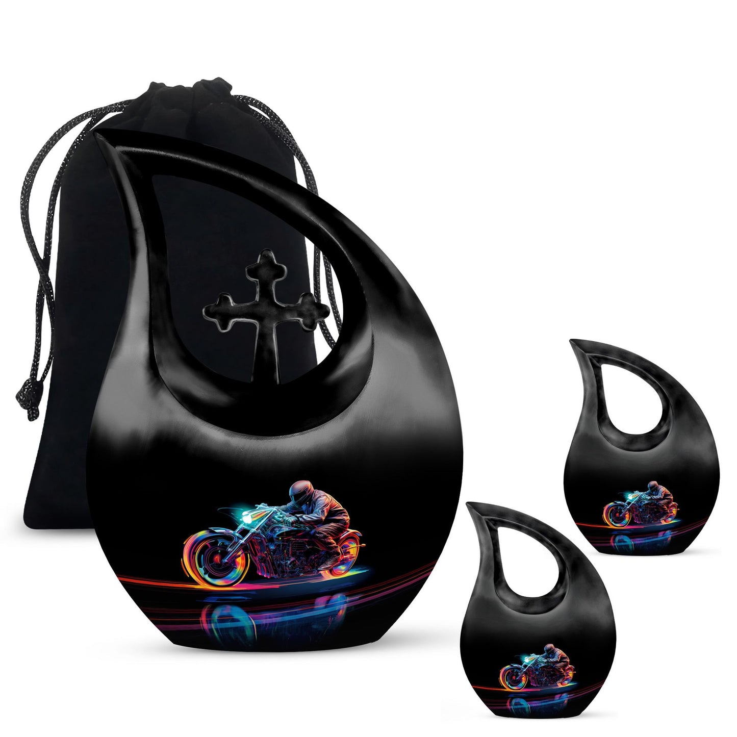 Neon Streak Biker Cross Drop Memorial Urn,