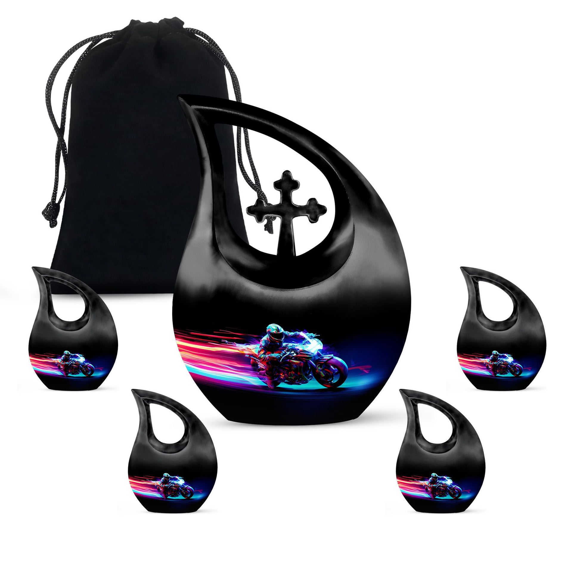 Racing Flame Motorbike themed Cross Drop design 