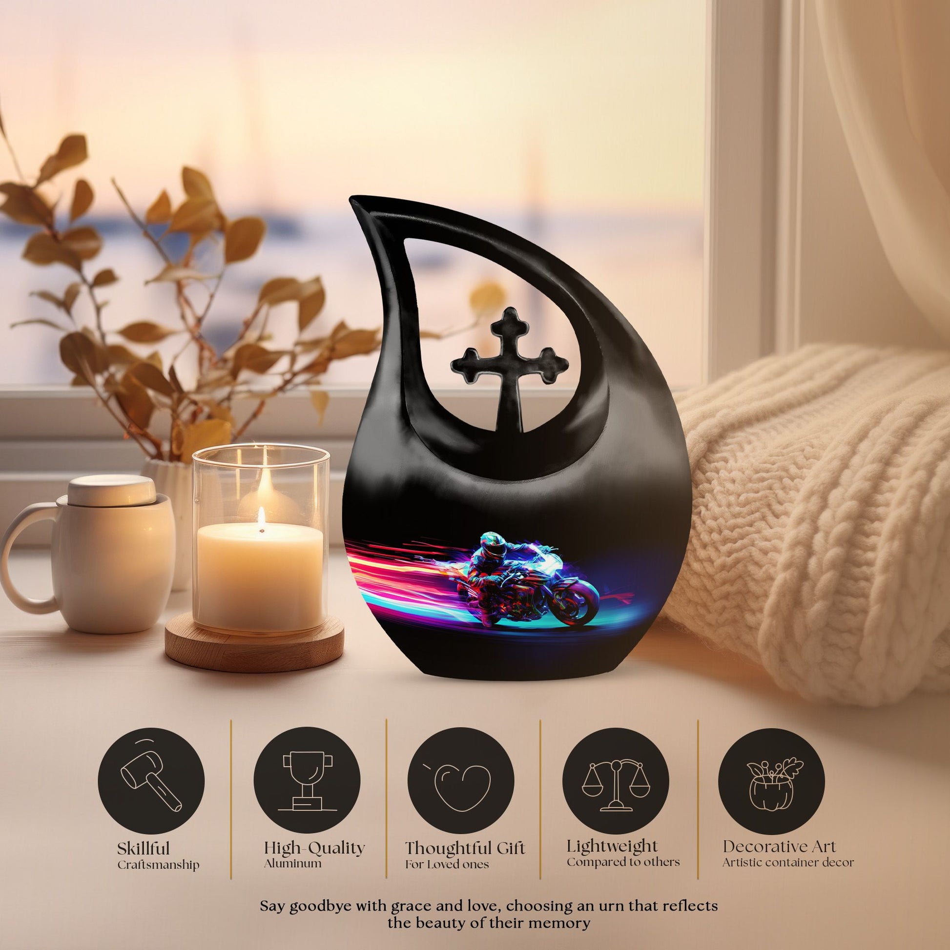 Racing Flame Motorbike themed Cross Drop design 