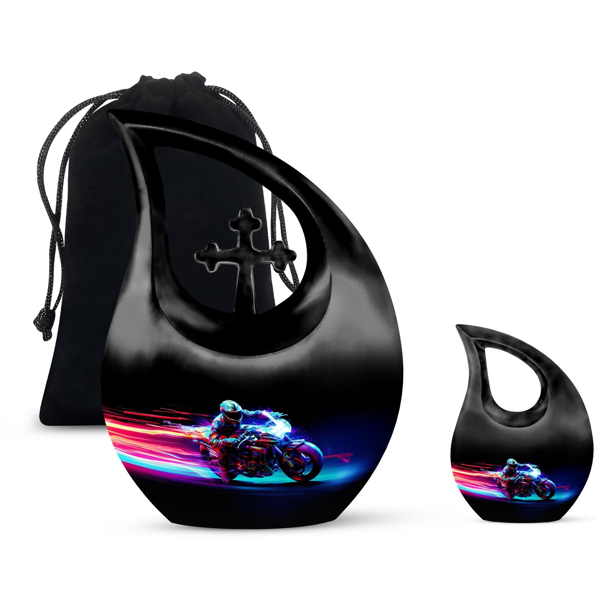 Racing Flame Motorbike themed Cross Drop design 