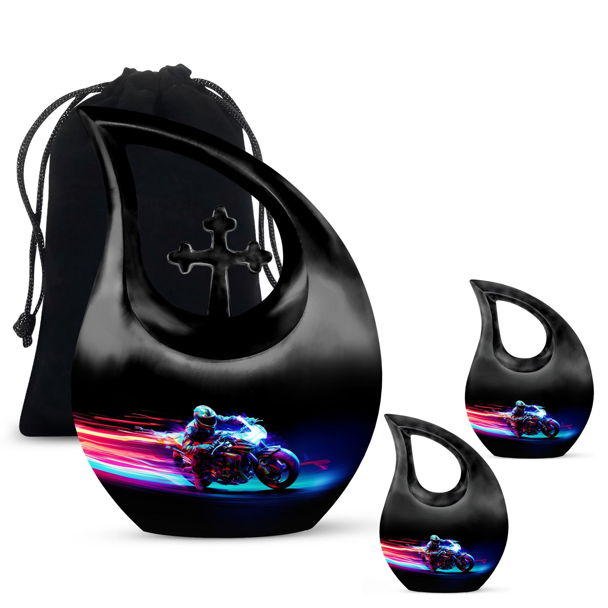 Racing Flame Motorbike themed Cross Drop design 