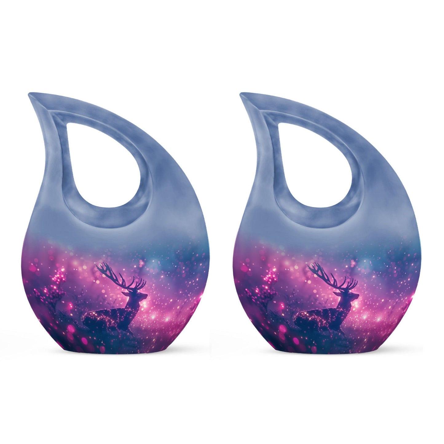 Purple Personalized Deer Cremation Urn for Human Ashes - 10-inch, 200 cu in - Yatskia