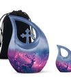 Deer Themed Cremation Urn - Purple and Blue Color Urns For Human Ashes