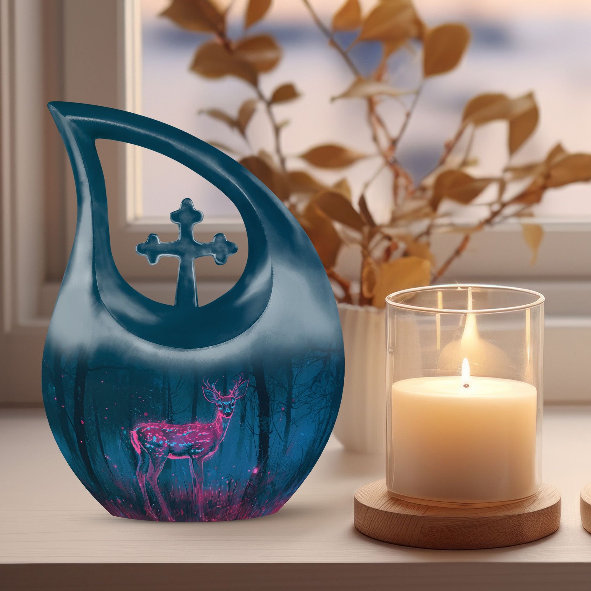 10-inch Neon Forest Deer Urn