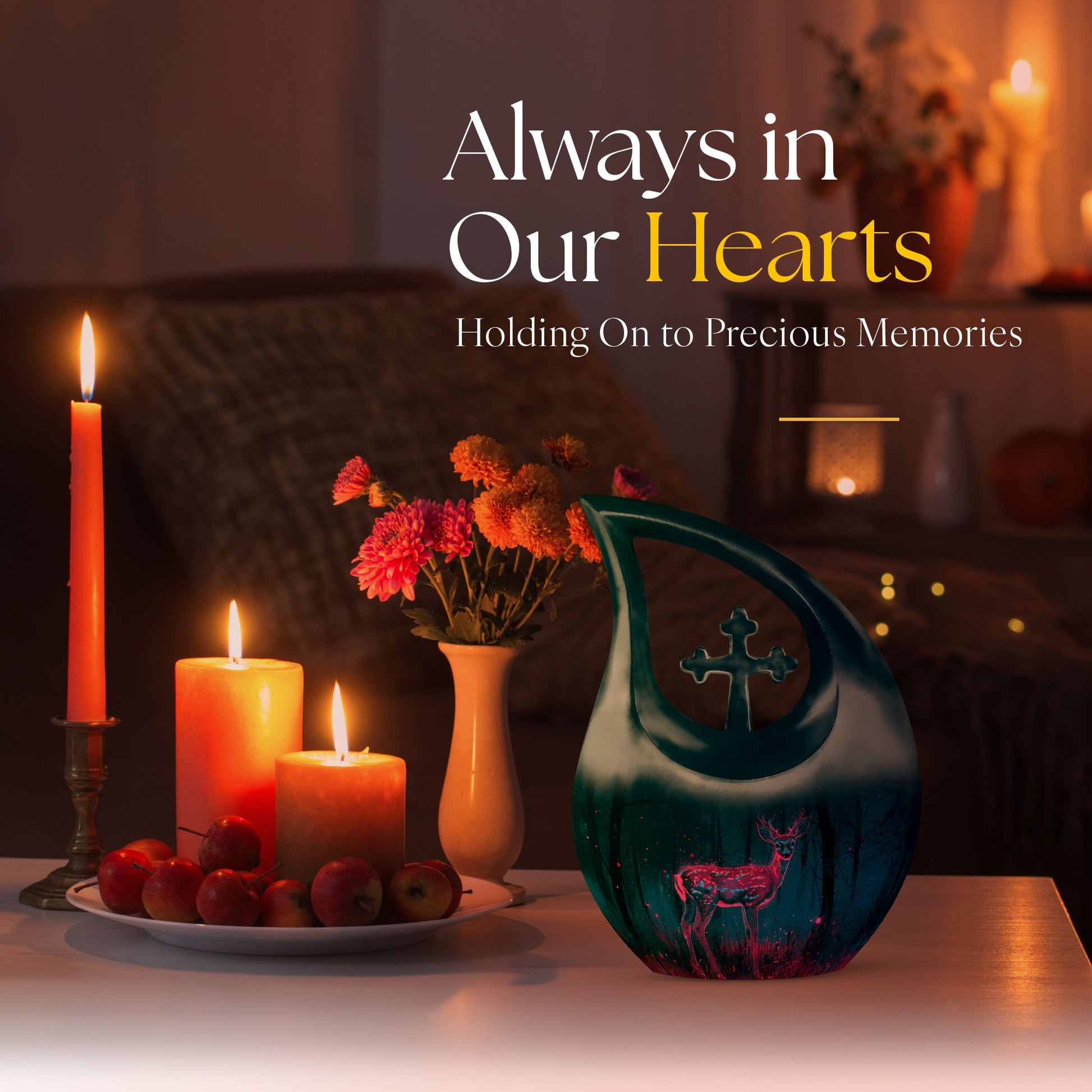 10-inch Neon Forest Deer Urn