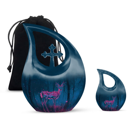 10-inch Neon Forest Deer Urn