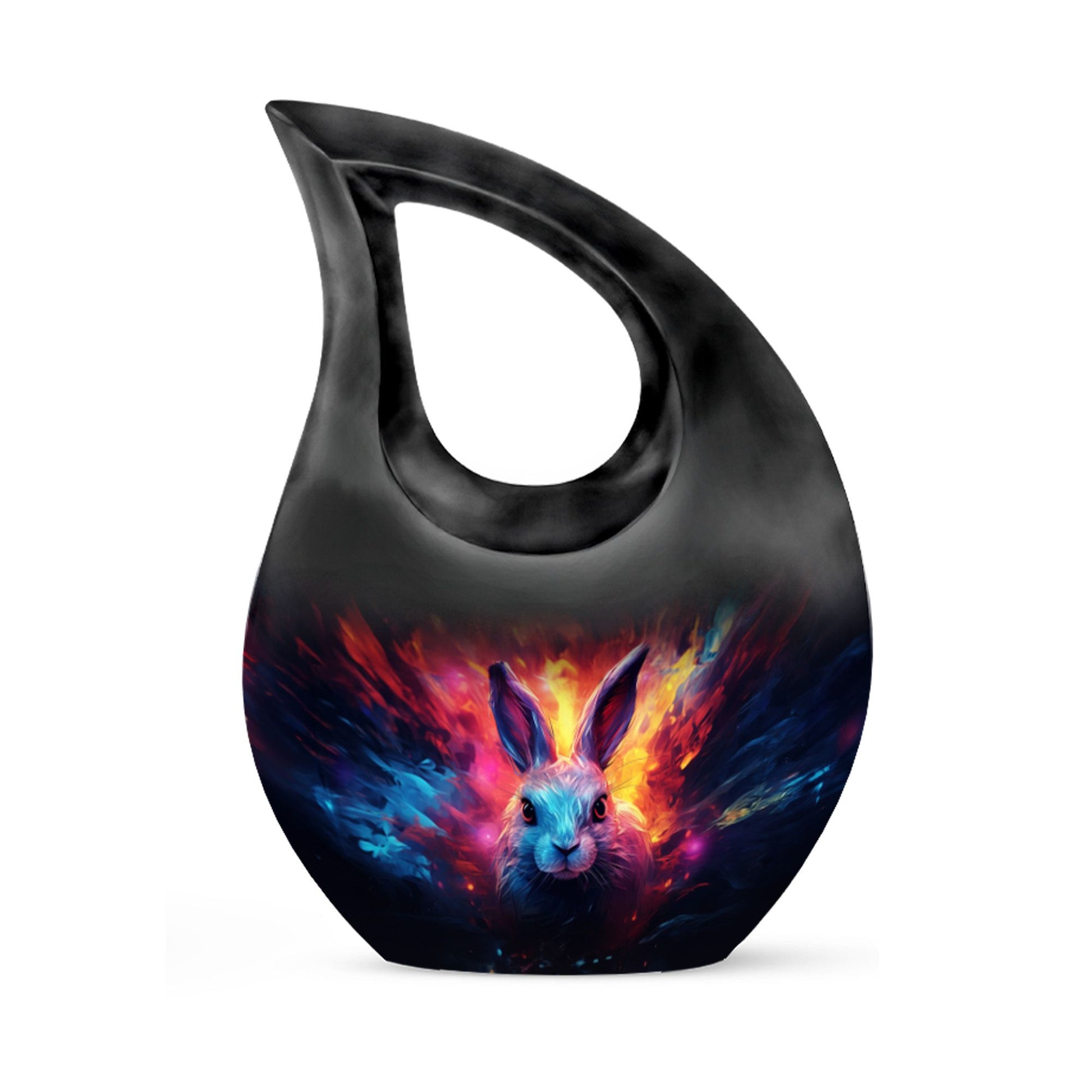 Colorful Bunny Burial Urn for Ashes – Artistic Rabbit Memorial Urn