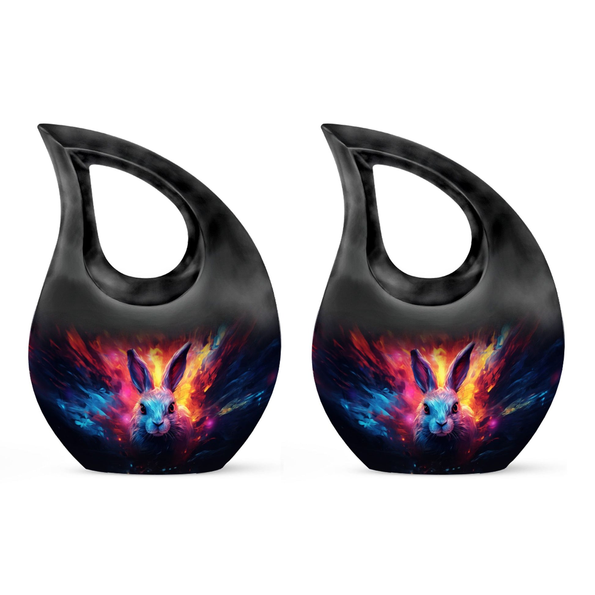 Colorful Bunny Burial Urn for Ashes – Artistic Rabbit Memorial Urn