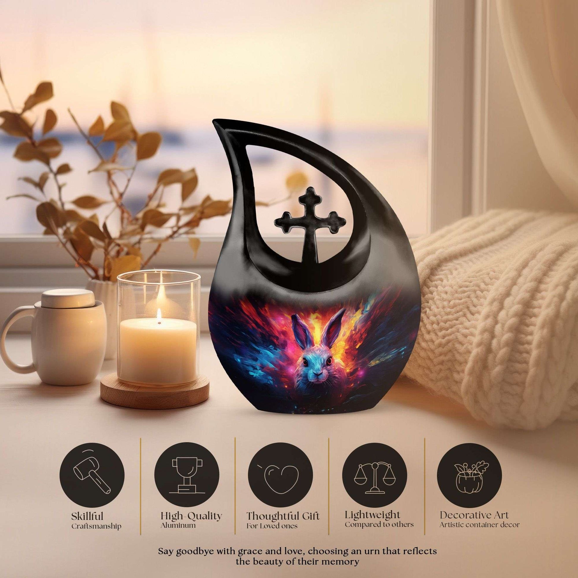 10-inch Firestorm Cosmic Bunny Urn,