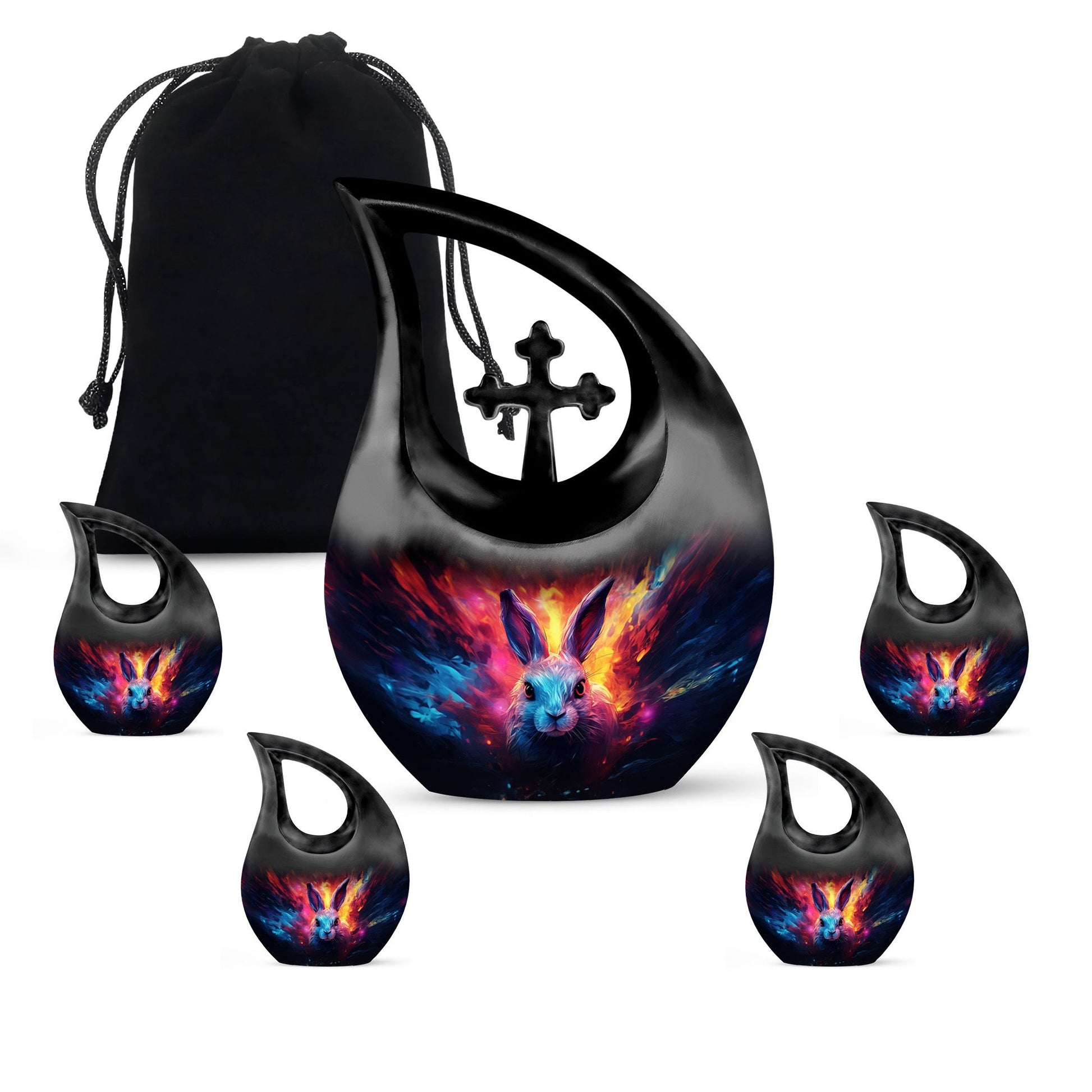 Colorful Bunny Burial Urn for Ashes – Artistic Rabbit Memorial Urn