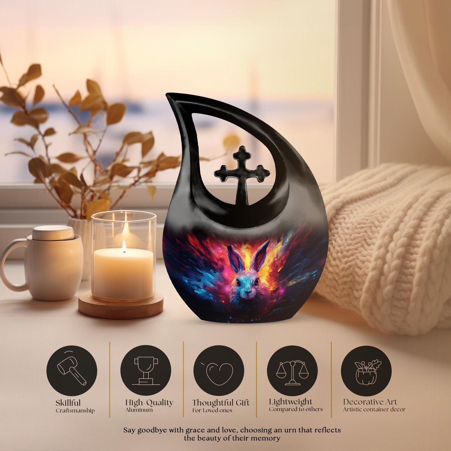 10-inch Firestorm Cosmic Bunny Urn,