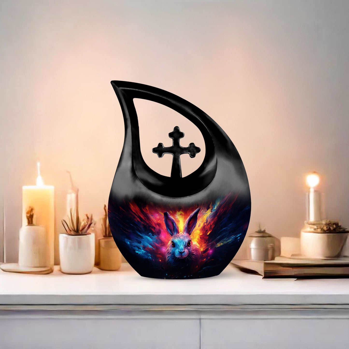 10-inch Firestorm Cosmic Bunny Urn,