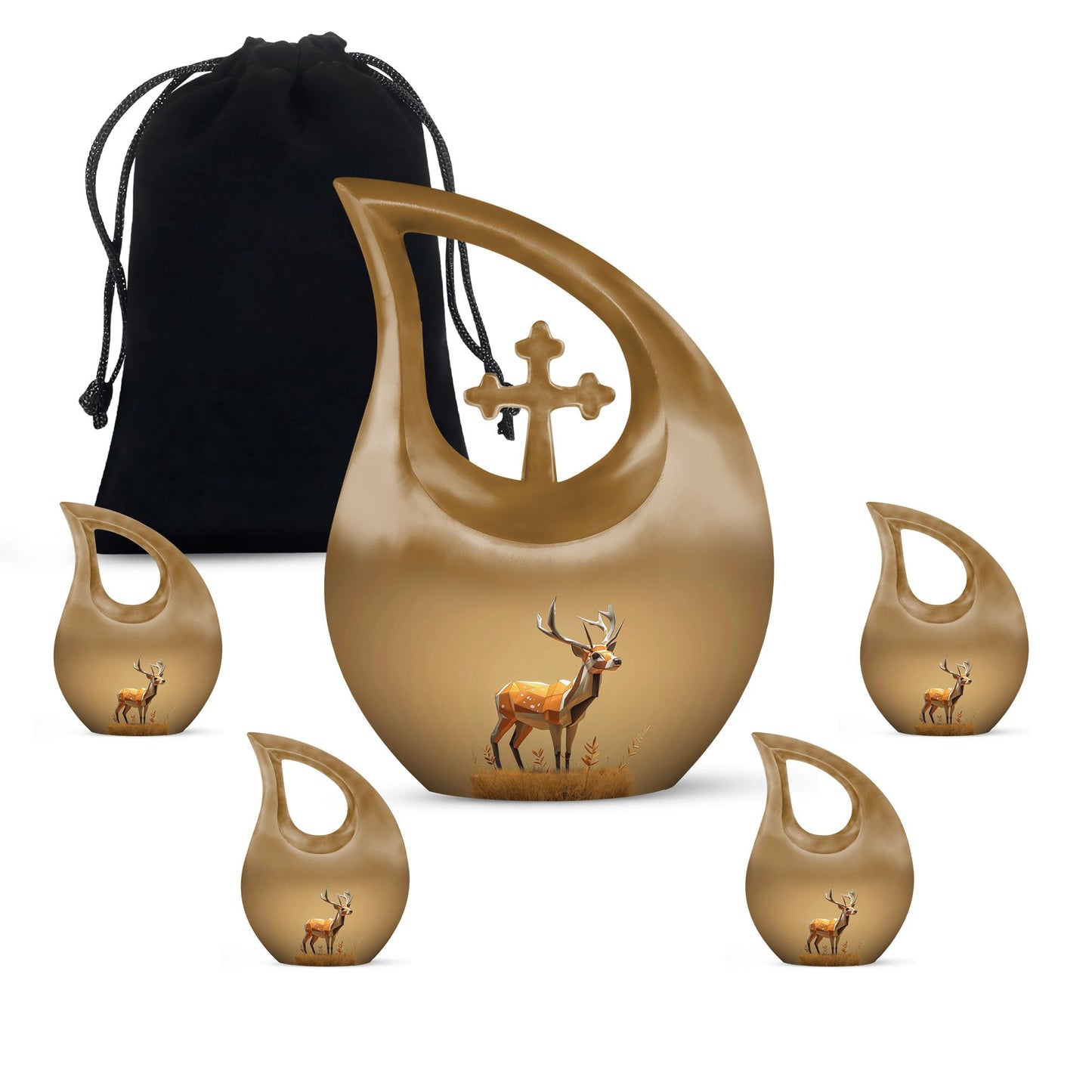 Personalized Deer Cremation Urn for Human Ashes - 10-inch, 200 cu in - Yatskia